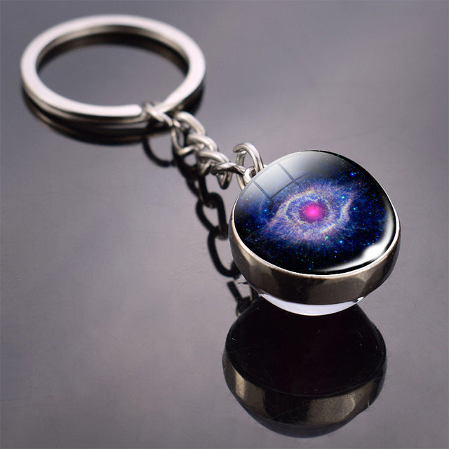 Glass Solar system planet key ring