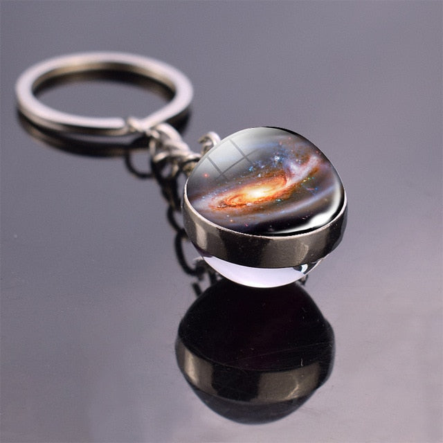 Glass Solar system planet key ring