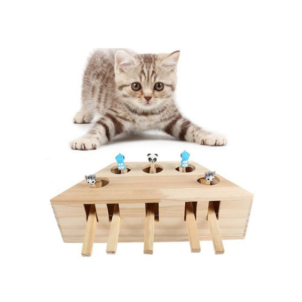 Wooden Cat Hit Reflex Toy